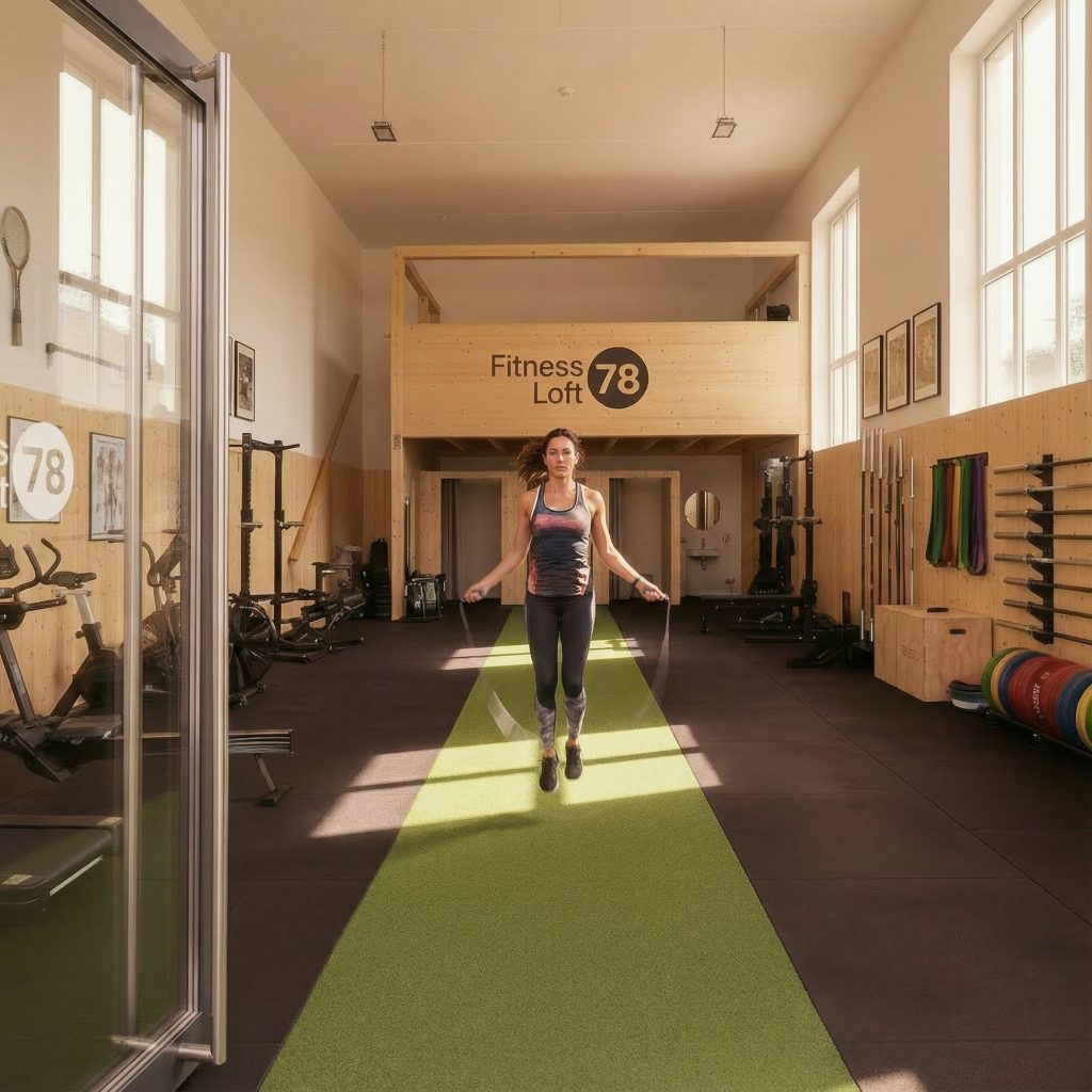 Femme s'entraînant à la corde à sauter au Fitness Loft 78